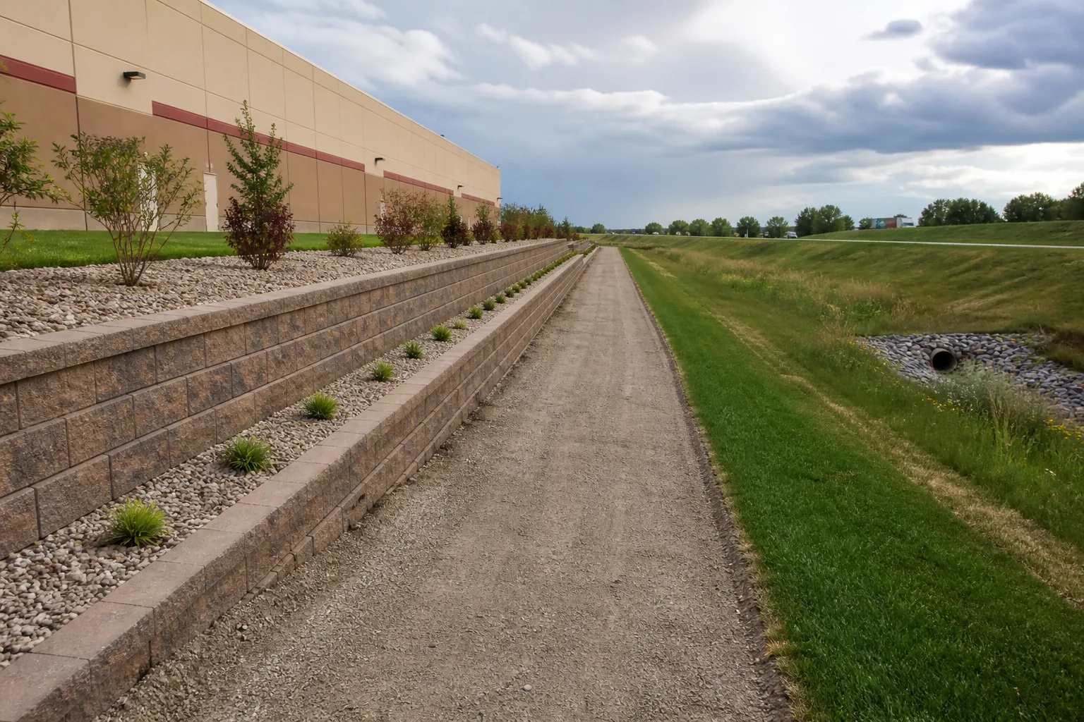 Grade management landscaping scene